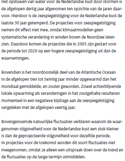 Verklaring van het verschil tussen scenario's en metingen zoals verwoord in op blz. 29 van Klimaatsignaal'21